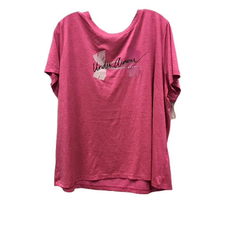 Athletic Top Short Sleeve By Under Armour In Pink, Size: 2x