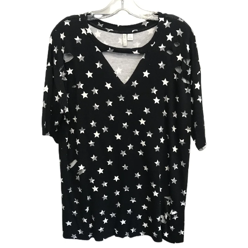 Black & White Top Short Sleeve By Cato, Size: L