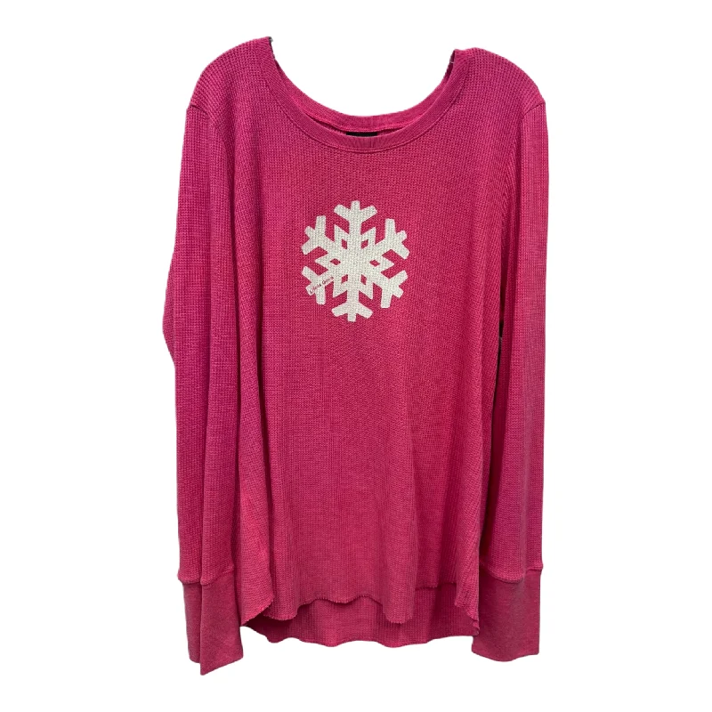 Pink Athletic Top Long Sleeve Crewneck By Life Is Good, Size: 2x