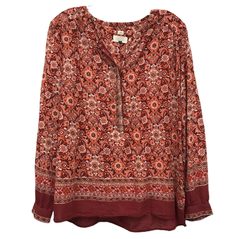 Top Long Sleeve By Loft In Red, Size: M