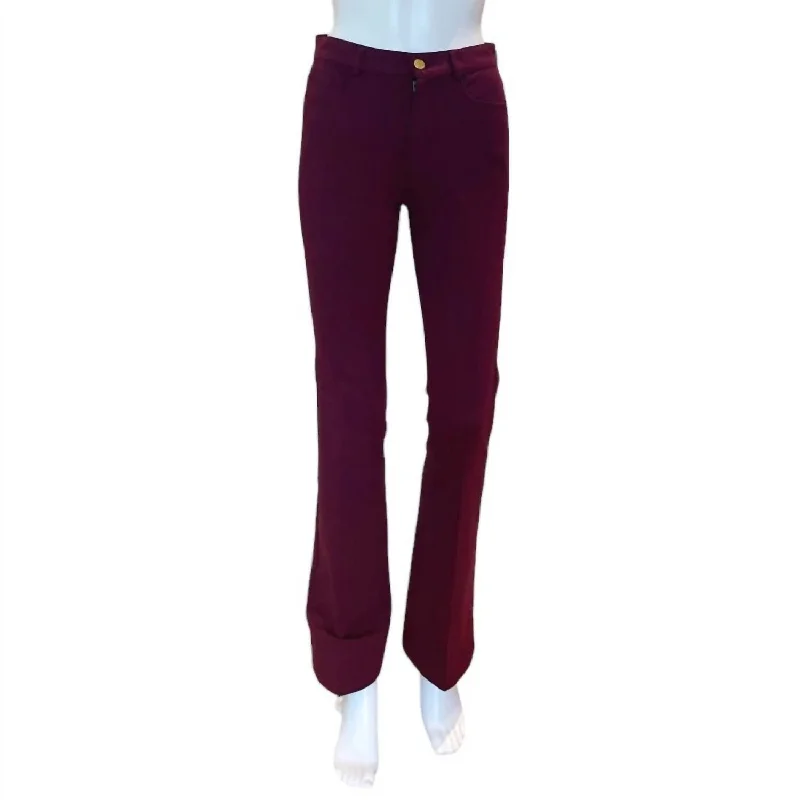 Knit Trousers In Bordeaux