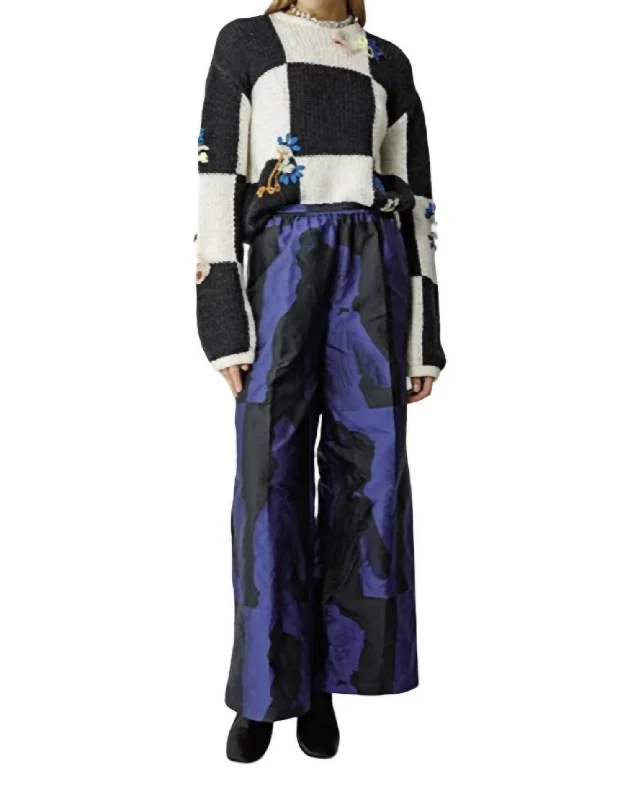 Musa Jacquard Elasticated Pants In Blue