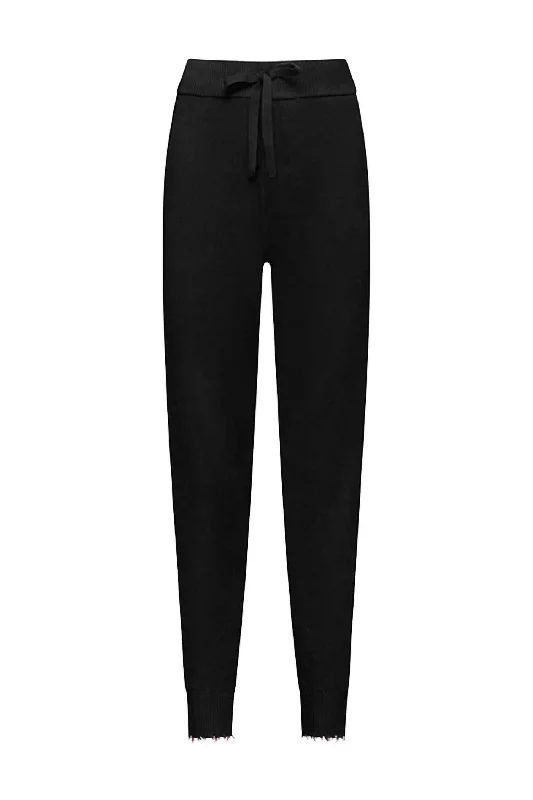 Women's Cotton Cashmere Frayed Jogger In Black