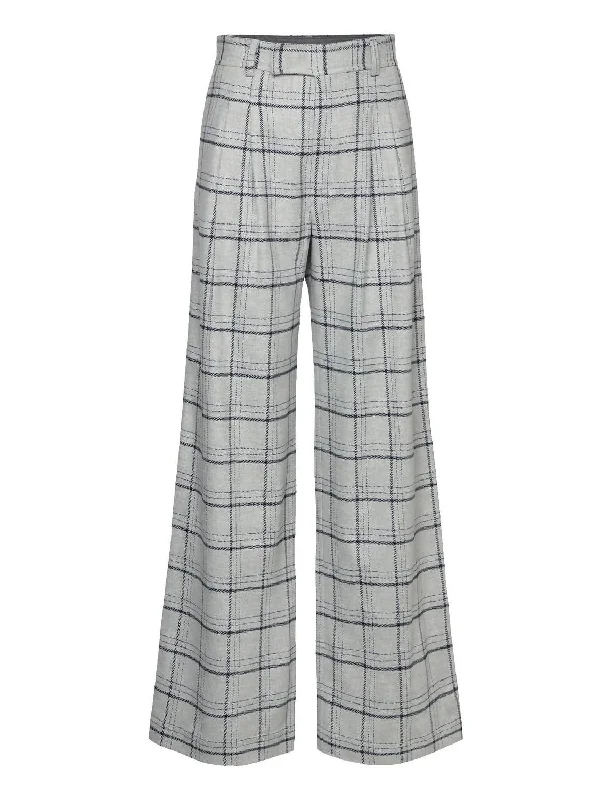 Women's Kaddy Checked Wool Mix Pants In Grey Checks