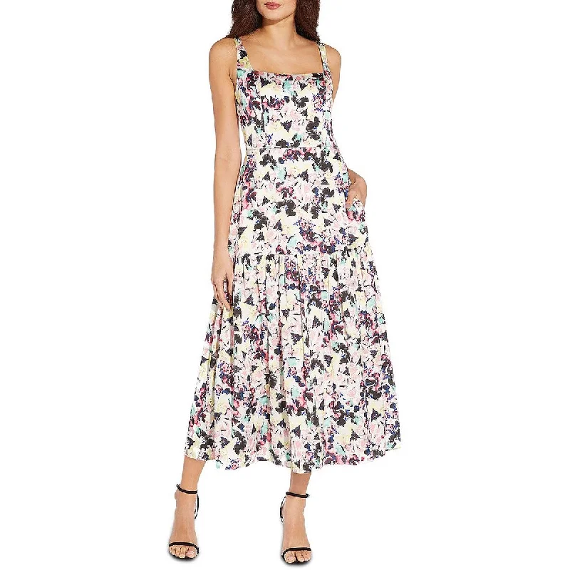 Aidan by Aidan Mattox Womens Satin Floral Print Maxi Dress