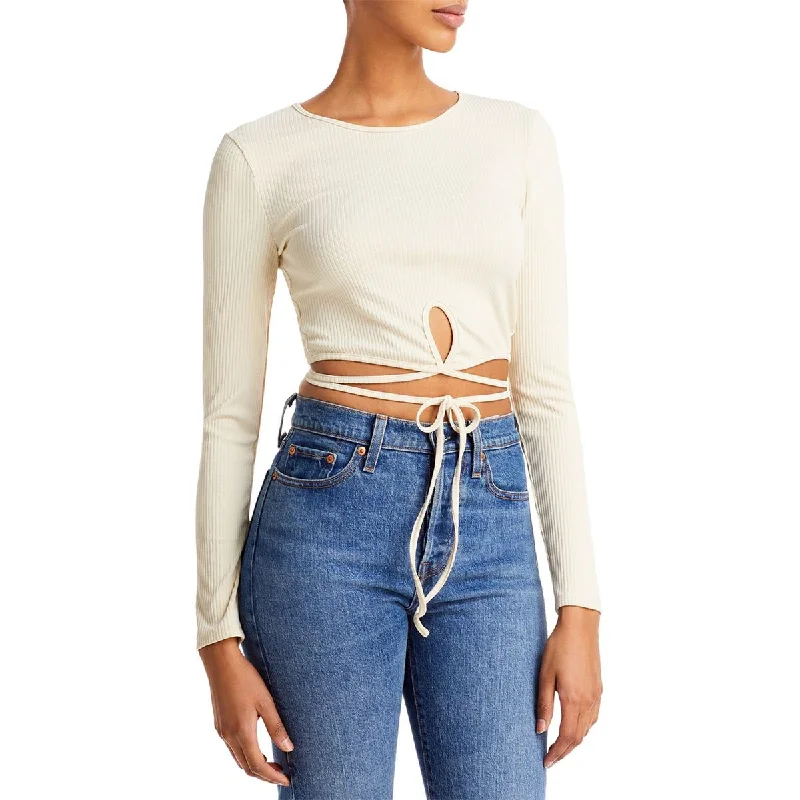 ASTR the Label Womens Elaina Keyhole Tie Front Cropped