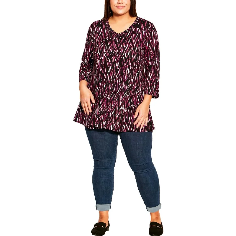 Avenue Womens Plus Printed Viscose Tunic Top