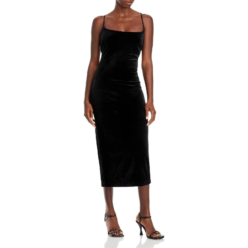 Bardot Womens Helena Velour Calf Midi Dress