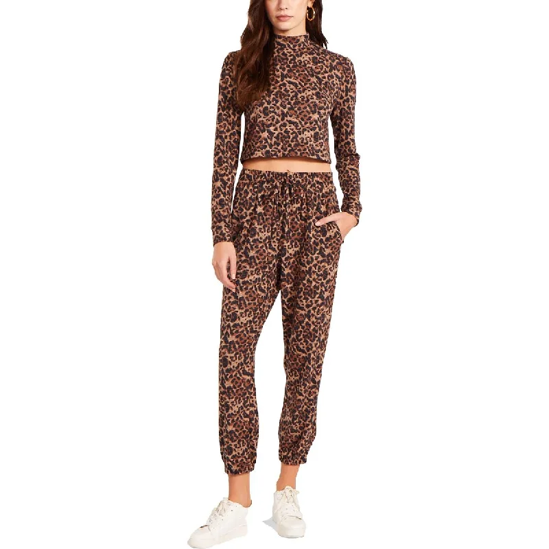 BB Dakota Spotty Language Women's Leopard Print Jogger Loungewear Pants