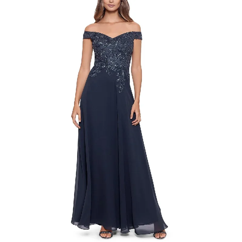 Betsy & Adam Womens Embellished Long Evening Dress