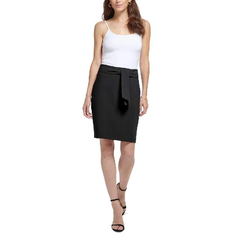 DKNY Womens Nikki Beach Tie Front Knee Length Pencil Skirt