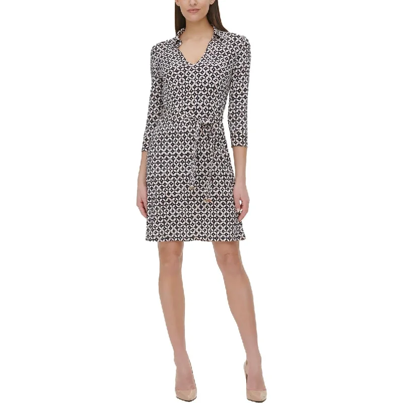 Tommy Hilfiger Womens Print Above Knee Shirtdress