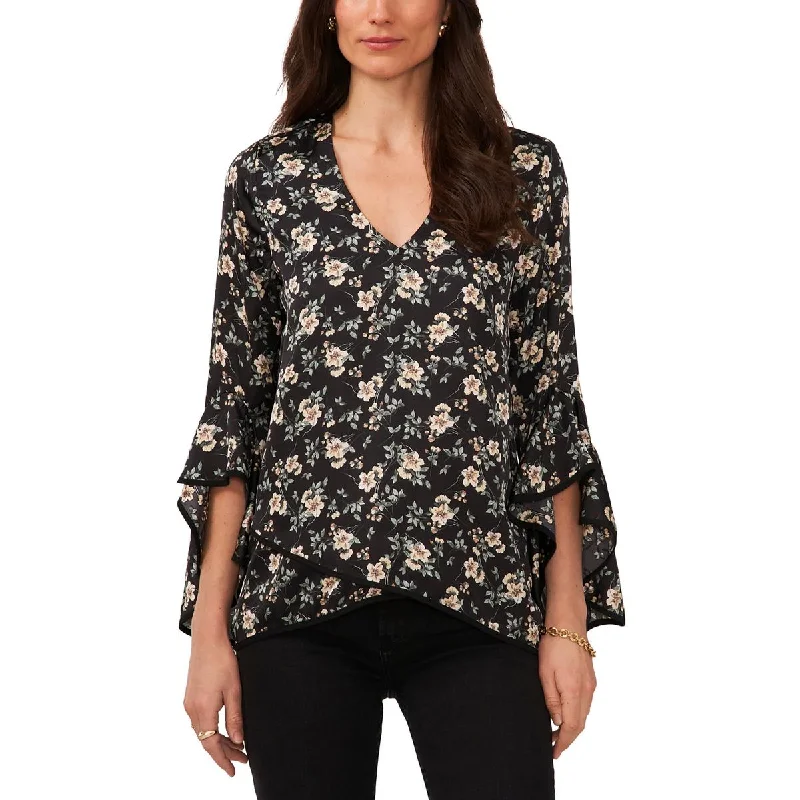 Vince Camuto Womens    Floral V Neck Blouse