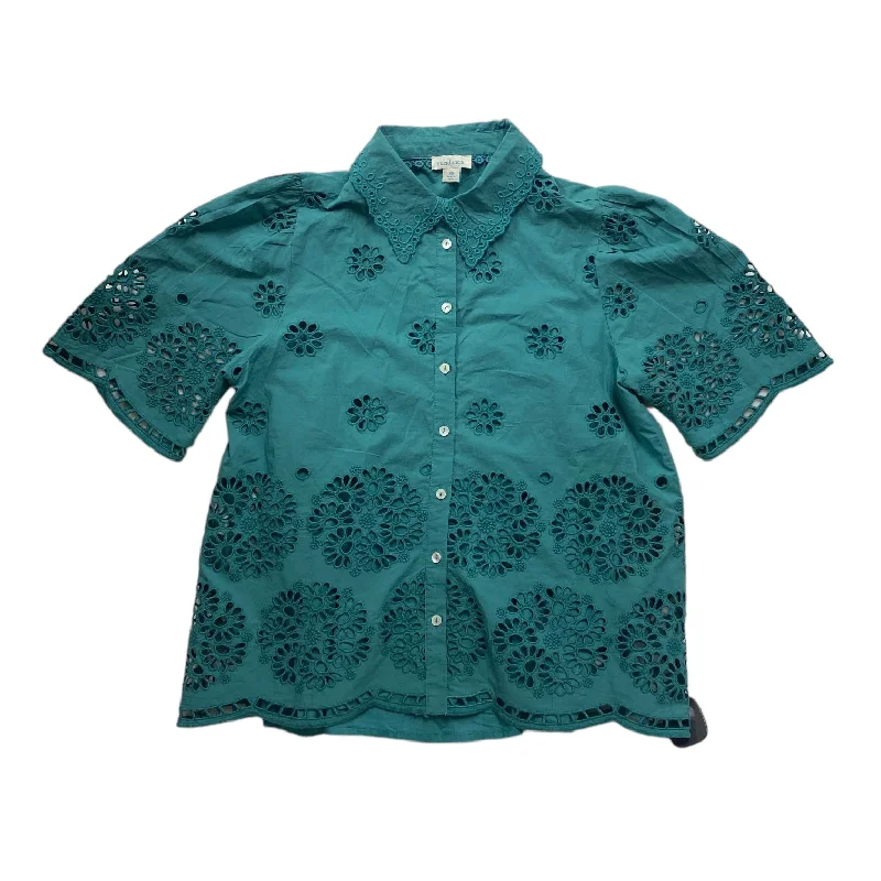 Teal Blouse Short Sleeve Sundance, Size Xs