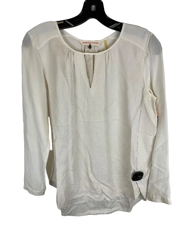 Top Long Sleeve By Rebecca Taylor In Cream, Size: S