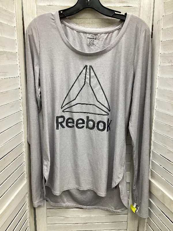 Top Long Sleeve By Reebok In Grey, Size: L