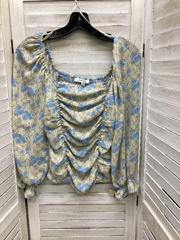 Top Long Sleeve By Rose And Olive In Blue & Cream, Size: Xs