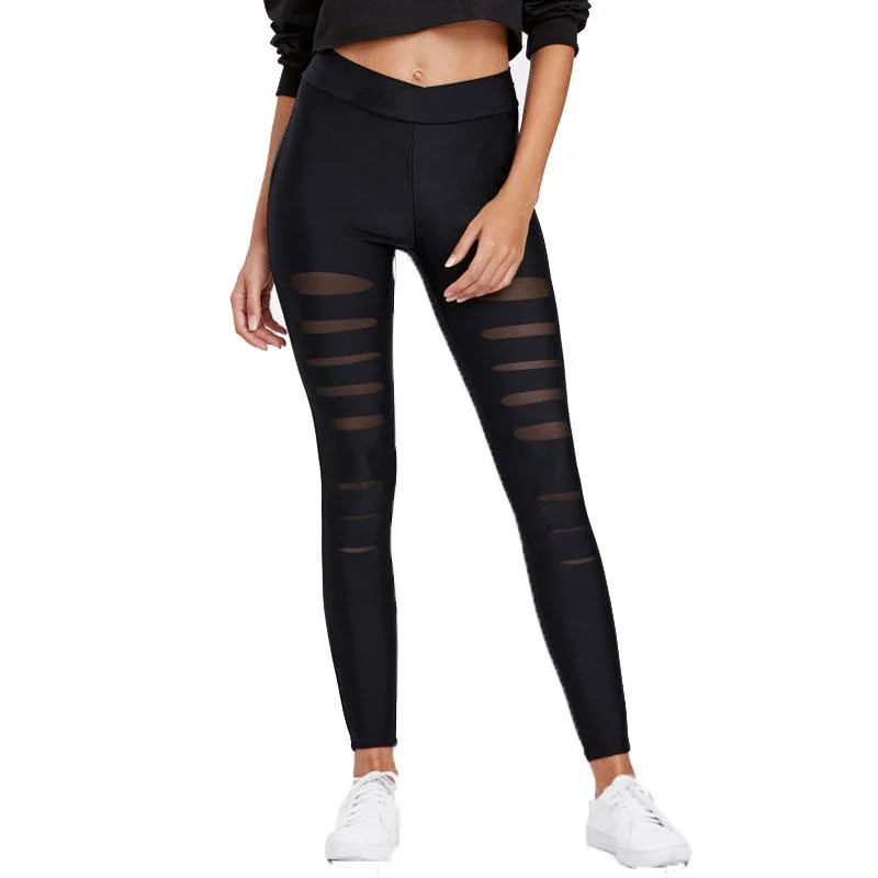 Casual Mesh Insert Summer Leggings